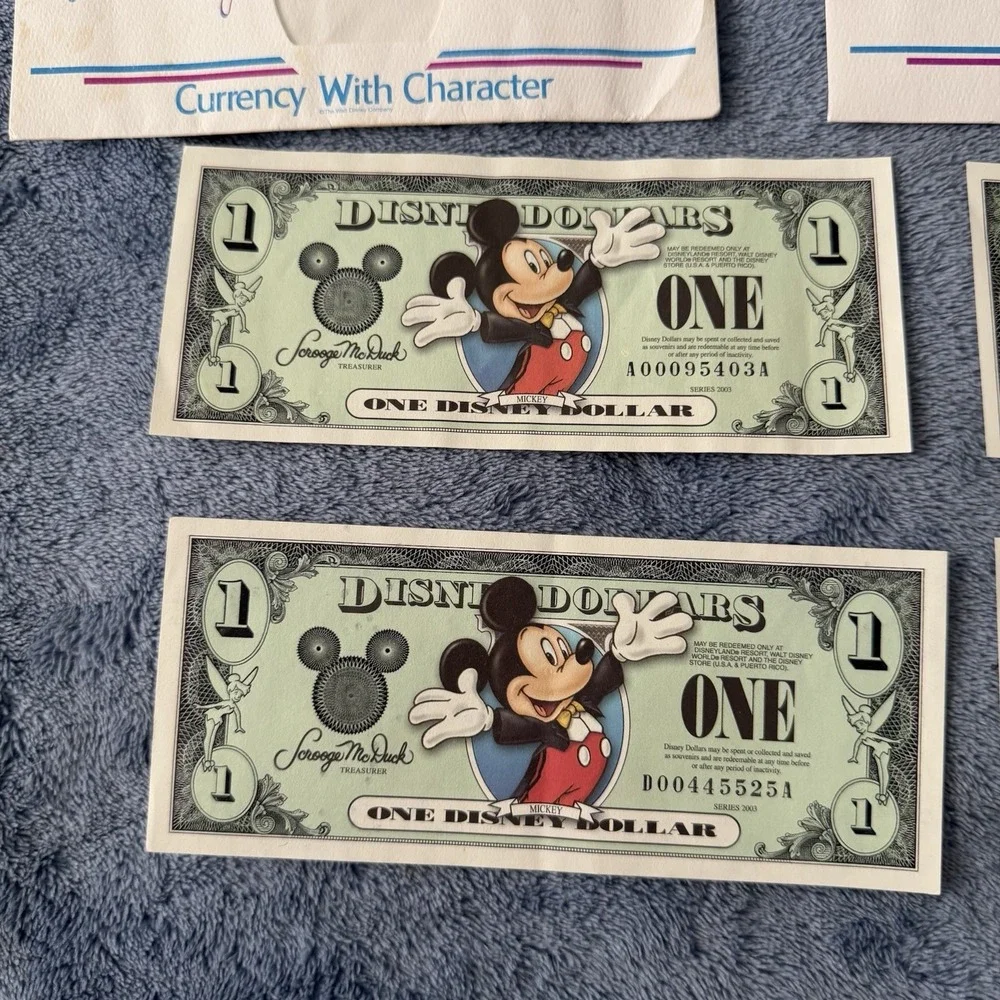 Disney Dollar Bills Mickey Mouse Lot Of‎ 4